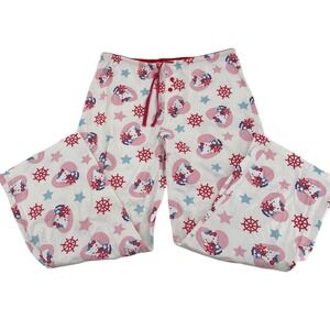Sanrio Hello Kitty Nautical Pajama Pants Women's Large White Pink Blue Size Lg